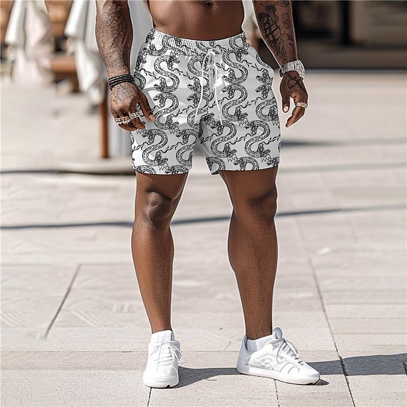 Herren Drache Badeshorts Boardshorts Badehosen Mittlere Taille Punk & Gothic Urlaub Party Ferien Kordelzug mit Mesh-Futter Elastischer Bund Designer Bekleidung 2025 - $17.99 –P5