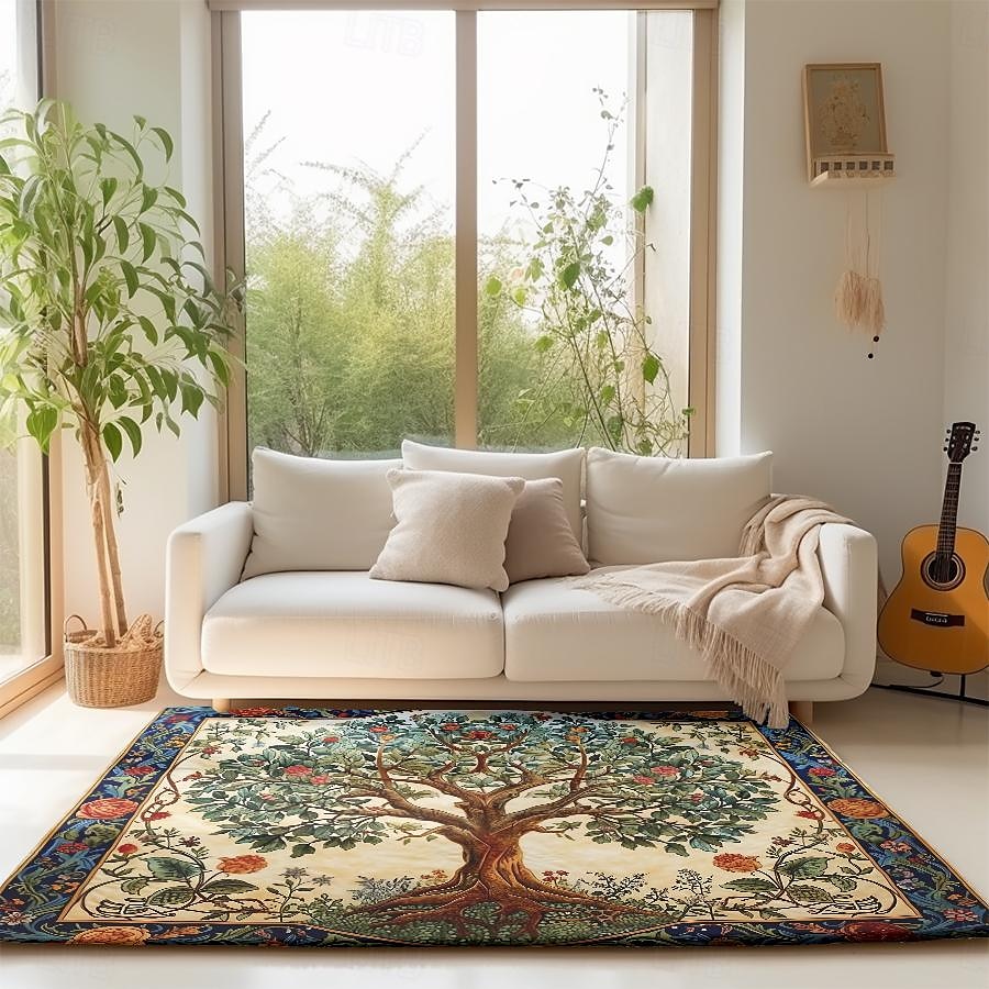 Baum des Lebens, Vintage-Boho-Teppich, Küchenmatte, rutschfeste, ölbeständige Bodenmatte, Wohnzimmerteppich, Innen- und Außenmatte, Schlafzimmerdekoration, Badezimmermatte, Eingangsteppich, Fußmatte 2025 - $15.49 –P5