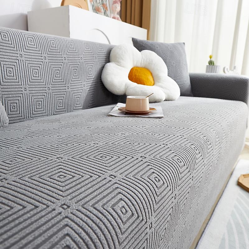 grå stretch sofföverdrag sofföverdrag mjukt slitstarkt sofföverdrag 1 st spandex jacquard tvättbart möbelskydd passar fåtölj sits/loveseat/soffa/xl soffa 2025 - $32.99 –P4