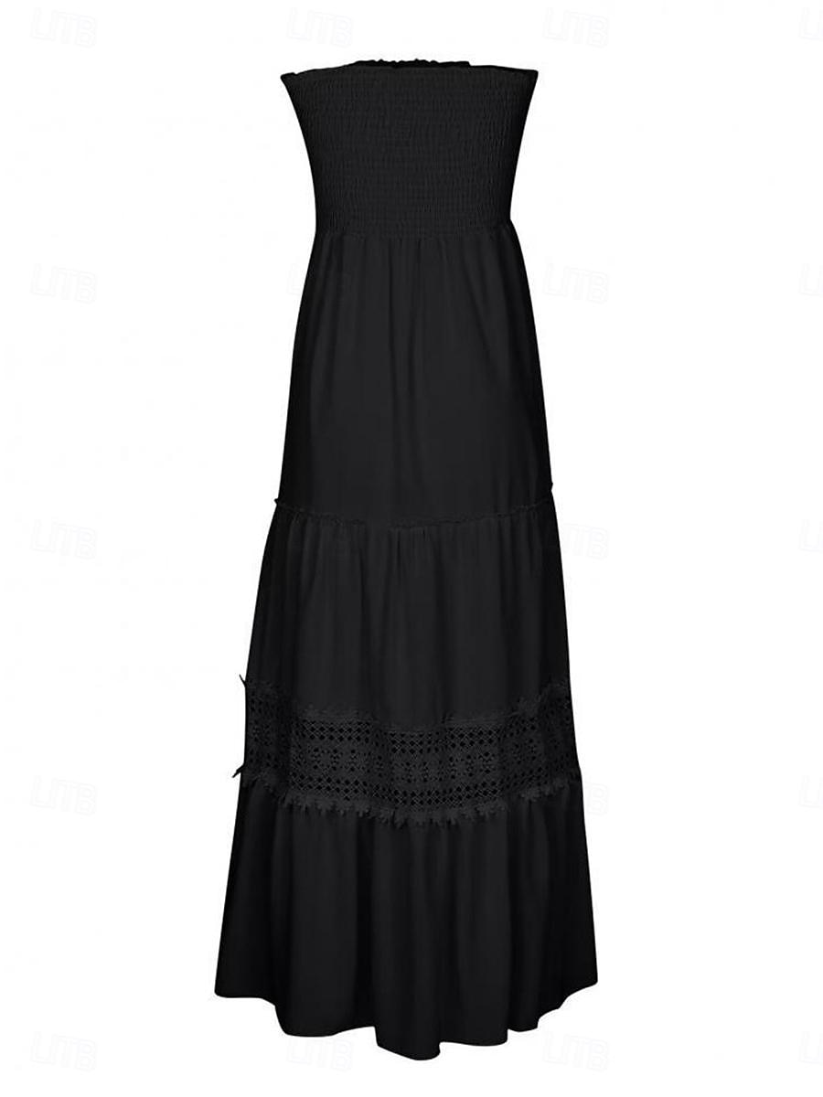 Damen Langes Kleid Maxikleid Weißes Kleid Freizeitkleid Weißes Spitzenhochzeitskleid Boho-Kleid Streetwear Maxi A-Linie Straße Date Lässiger Schnitt Ärmellos Trägerlos Schwarz Weiß Gelb Minzgrün 2025 - $46.99 –P11
