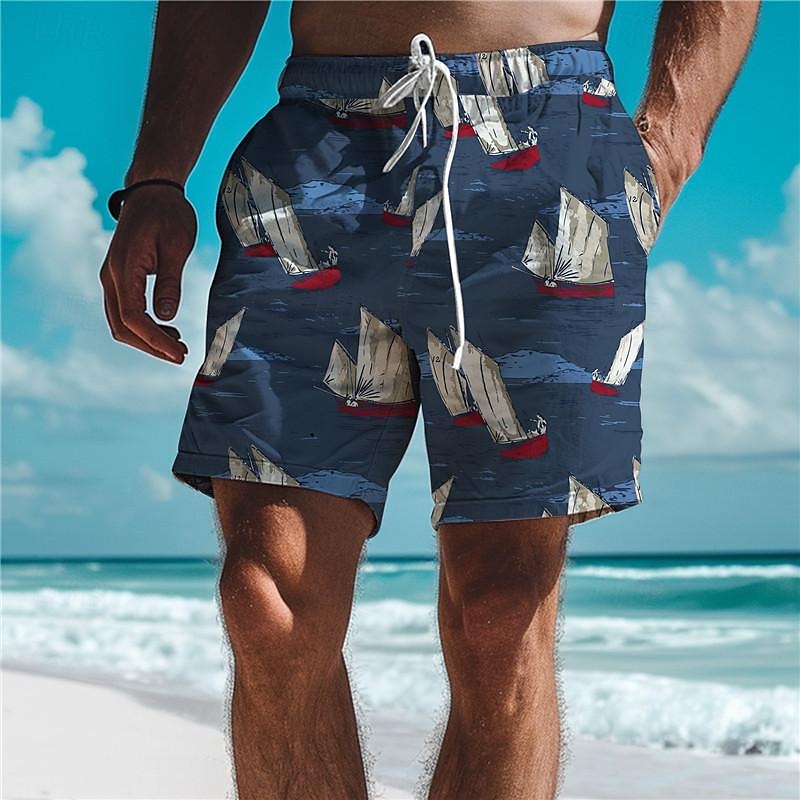 Voor heren Zeilboot Zwemshorts Boardshorts Zwembroek Medium Taille Vakantie Hawaii Resortstijl Vakantie Feestdagen Strand Trekkoord met Mesh-voering Elastische taille Ontwerper Kleding 2025 - $17.99 –P6