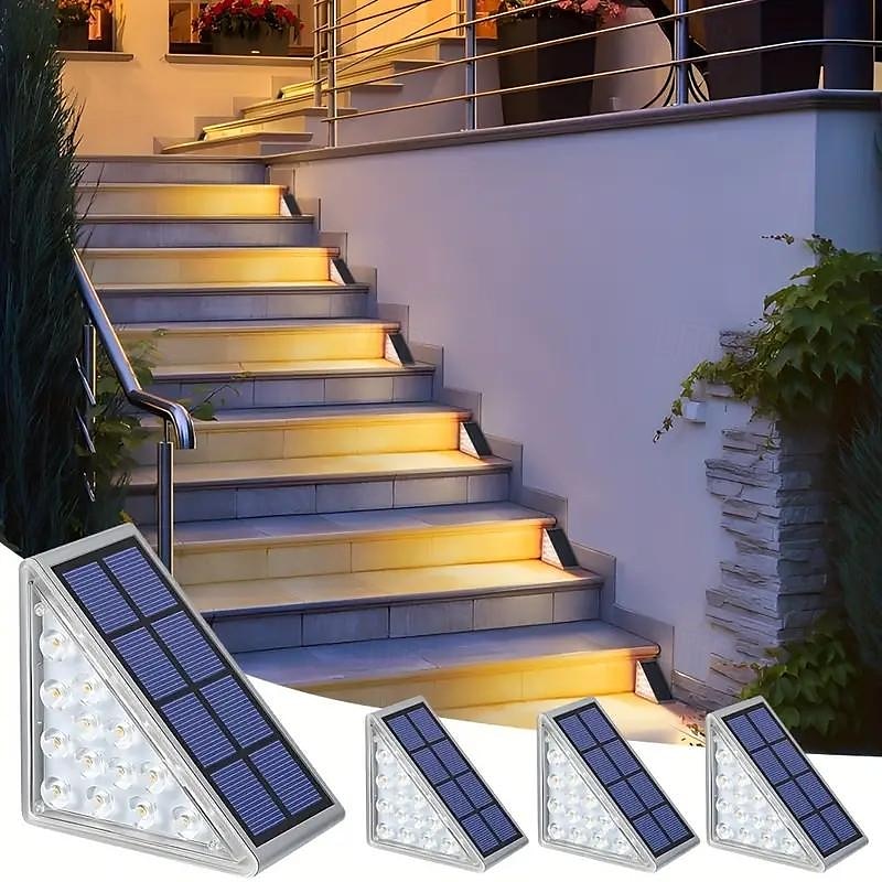Lampe de marche solaire étanche IP67 pour l'extérieur, éclairage d'escalier extérieur, conception de lentilles LED, lumière d'escalier antivol super brillante, éclairage de décoration pour jardin, de 2025 ? $31.99 –P11