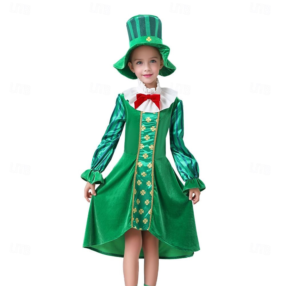 St. Patrick 2026 Shamrock Irish Carnival Cosplay Costume Outfits Cosplay Kid's Boys' Girls' Carnival Masquerade Saint Patrick's Day Party Masquerade Easy Carnival Costume Dress Up 2026 - $44.99 –P6