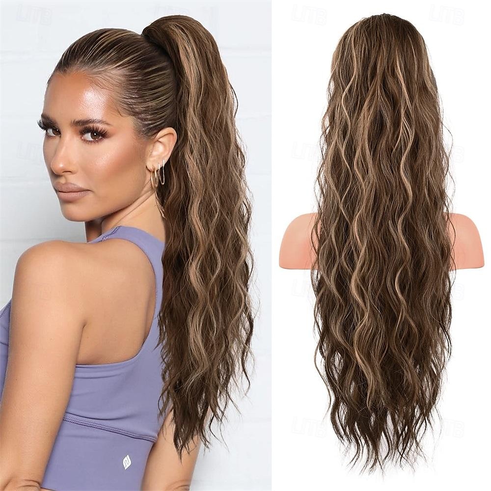 extension de queue de cheval 26 pouces cordon de serrage extensions de cheveux de queue de cheval pour les femmes longue queue de cheval ondulée bouclée postiche synthétique naturelle pour les femmes de 2025 ? $11.99 –P1