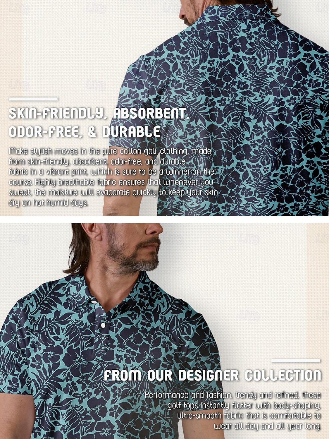 Men's Golf Polo Shirt Navy Blue Short Sleeve Sun Protection Top Leaf Golf Attire Clothes Outfits Wear Apparel 2025 - $24.99 –P1