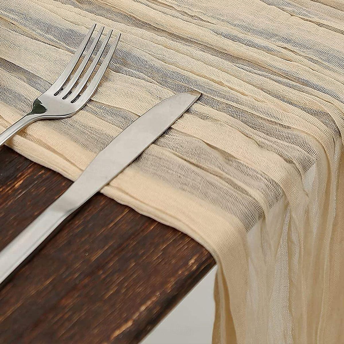 boho cheesecloth bordløper lang gasbind romantisk bordløper for bryllup, brudedusjer, babyshower, Thanksgiving, bursdager, spisestue, kommode, fars dag, lærernes dag, hjemmeinnredning 2025 - $9.49 –P3