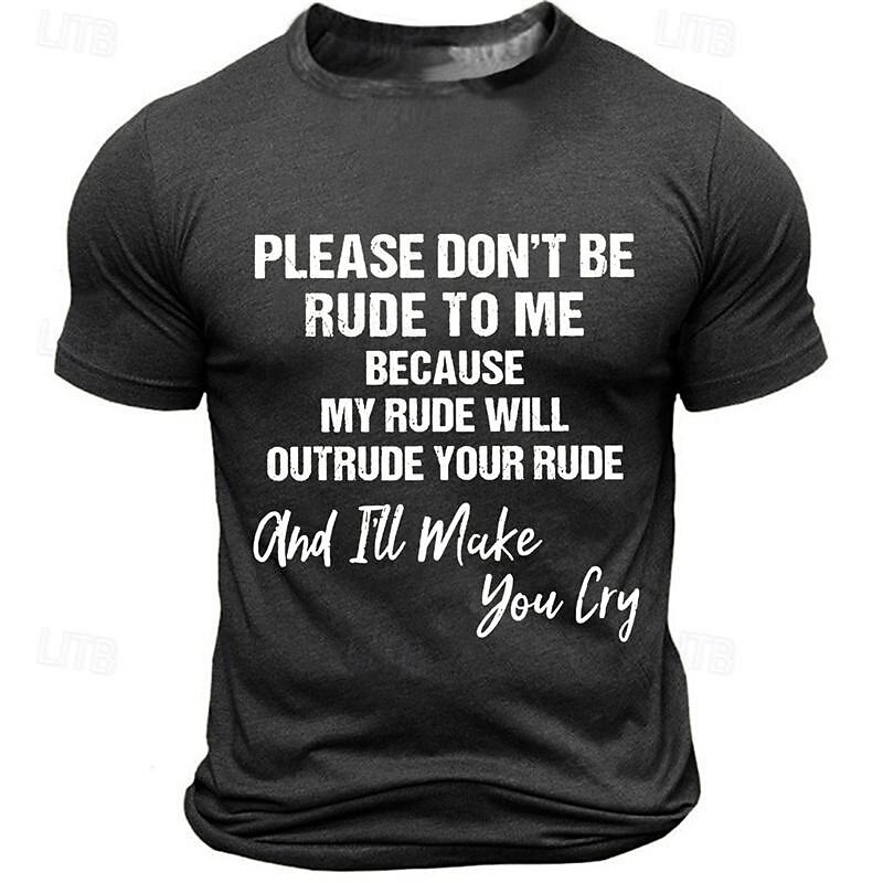 Men's Slogan T Shirt Tee Top Cotton Short Sleeve Graphic Shirt Black Dark Blue Dark Gray Comfortable Tee Sports Outdoor Holiday Fashion Designer Clothing 2025 - $15.99 –P7