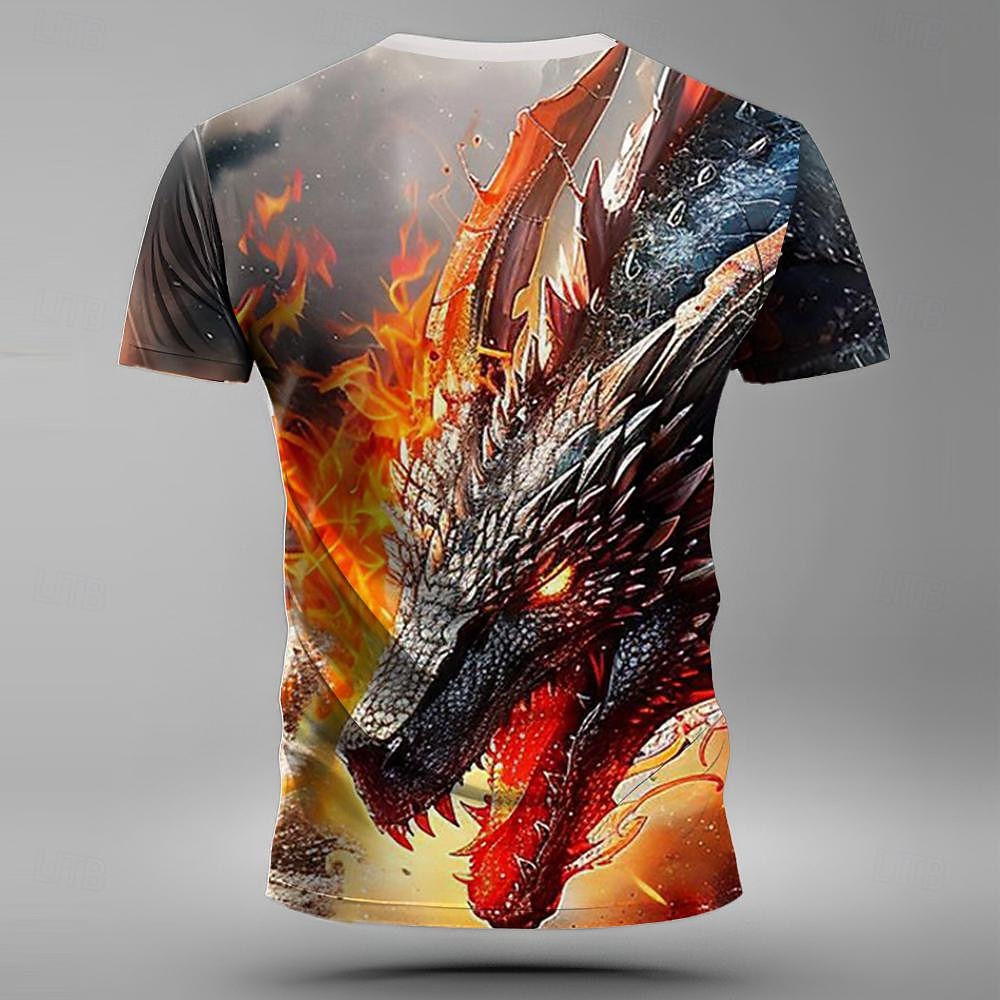 Voor heren Grafisch Draak T-shirt Korte mouw T-shirt 3D-afdrukken Strakke ronde hals Overhemd Casual Subcultuur Buitensporten Dagelijks Feestdagen Geel blauw Paars Lente zomer Kleding S M L XL 2XL 3XL 2026 - $19.49 –P7