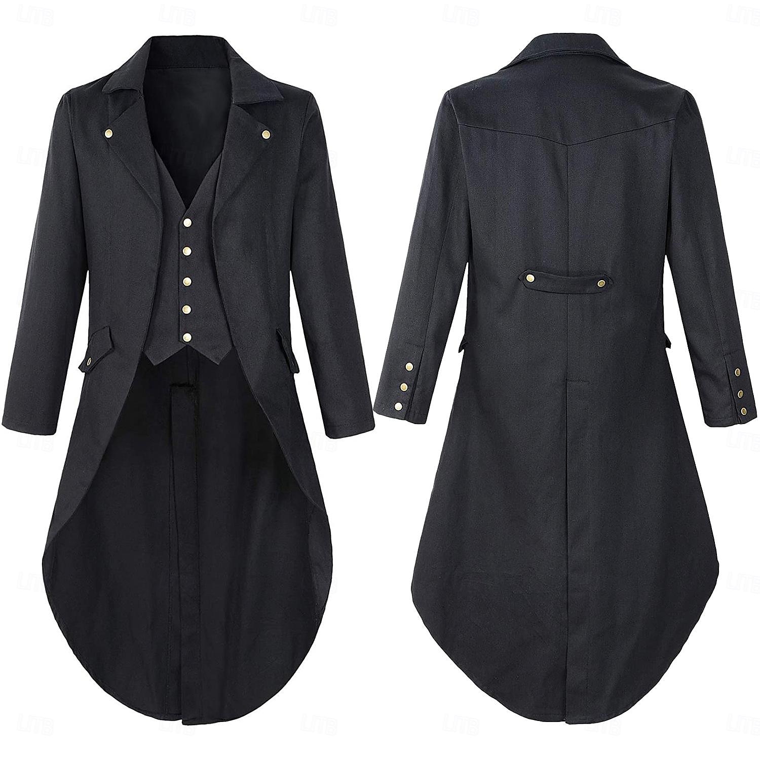 Retro Vintage Punk e gótico Medieval Casaco Smoking Tailcoat Feira Ren Vampiros Cavalheiro Homens Steampunk Dia Das Bruxas Espetáculo Festa / Noite LARP Adulto Casaco de 2025 por $35.99 –P1