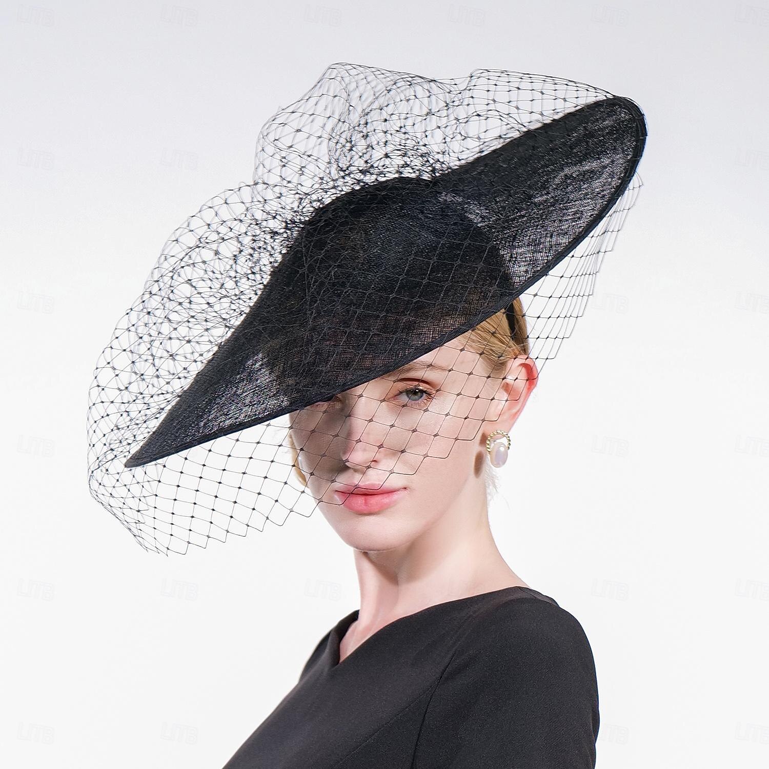 sombreros sombreros sombrero de lino sombrero de sol sombrero de velo boda fiesta de té elegante boda con tul tocado sombreros 2025 - $69.99 –P6
