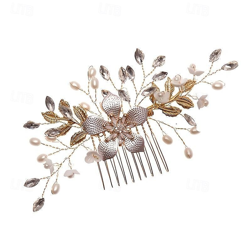 peigne à cheveux de mariage doré, peigne à cheveux de mariée, peigne à cheveux en strass, peigne à cheveux en cristal, pince à cheveux de mariage de 2025 ? $16.49 –P5