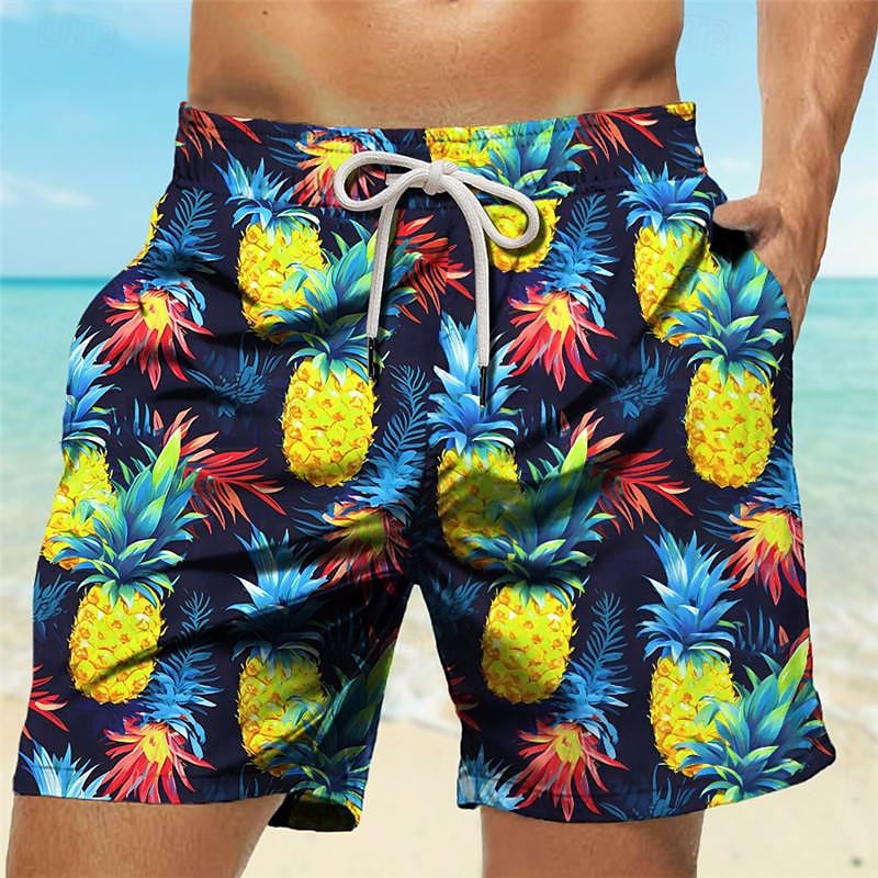 Men's Pineapple Swim Trunks Swim Shorts Board Shorts Mid Waist Vacation Hawaiian Holiday Vacation Holiday Beach Drawstring with Mesh lining Elastic Waist Designer Clothing Apparel 2025 - $19.99 –P9