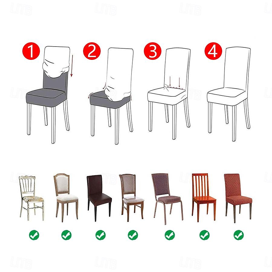 fodera per sedia da pranzo in spandex elasticizzato 1 pezzo, fodera protettiva per sedia elasticizzata stampata floreale fodera per sedile con elastico per sala da pranzo, matrimonio, cerimonia, del 2025 a $6.99 –P2