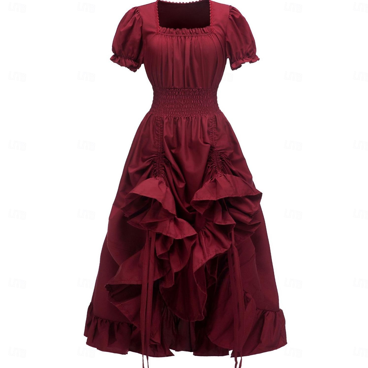 Retro Antiguo Medieval Renacimiento Camisa de señora vestido celta Vestido inspirado en la regencia Vikingo élfico Mujer Celta Pirata Fantasía Víspera de Todos los Santos Carnaval Mascarada LARP 2025 - $52.99 –P7