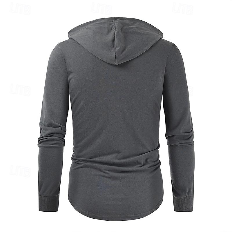 Herren T Shirt T-Shirt Langarmshirt Langarm Mit Kapuze Frühling & Sommer Einfach Mode Designer Basic Schnürung Urlaub Straße Ausgehen Schwarz Braun Grün Top T-Shirt für Herren 2025 - $26.99 –P15