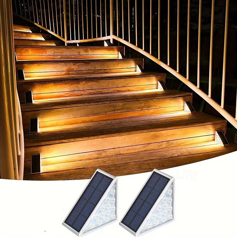 Lampe de marche solaire étanche IP67 pour l'extérieur, éclairage d'escalier extérieur, conception de lentilles LED, lumière d'escalier antivol super brillante, éclairage de décoration pour jardin, de 2025 ? $31.99 –P10
