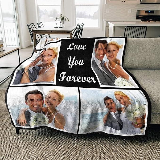 Přizpůsobená deka personalizované dárky 6 fotek personalizované dárky pro páry přizpůsobená deka I Love You dárky narozeninové dárky pro manželku manžela přítelkyni přítele domácí zvířata 2025 - $30.99 –P4