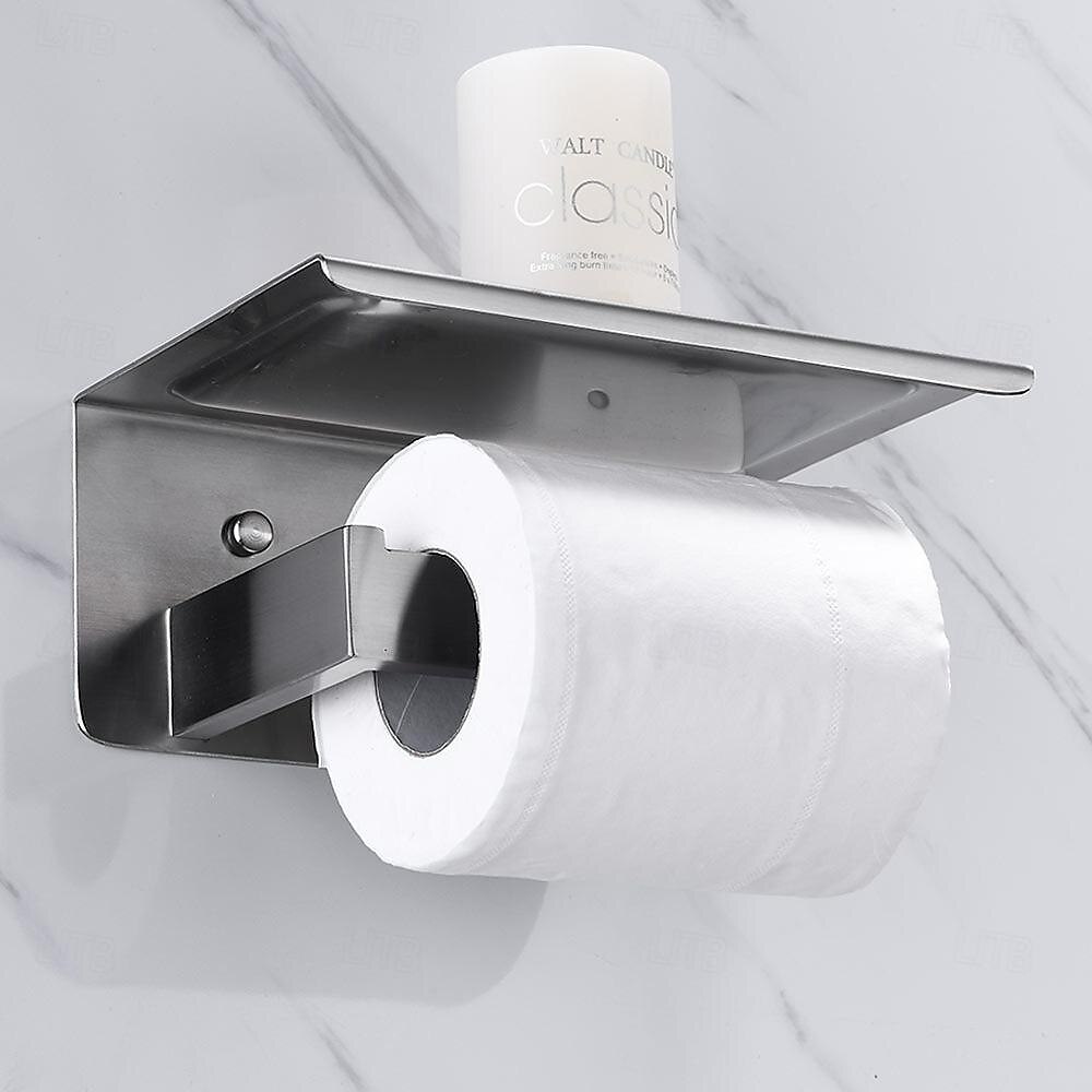 Bathroom Accessory Set Wall Mounted Brushed Stainless Steel Include Robe Hook Towel Bar Toilet Paper Holder with Mobile Phone Storage Shelf Towel Holder and Roll Paper Shelf 1or 3pcs 2025 - $49.99 –P12