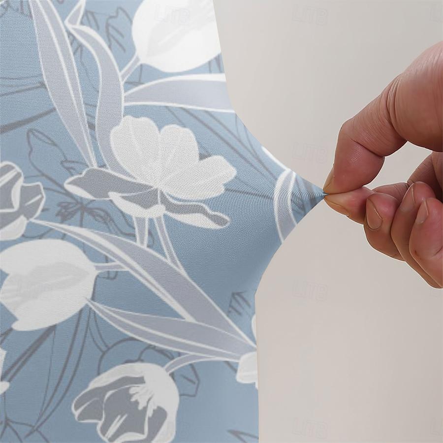 Juego de 4 fundas para silla de comedor de spandex elástico, funda protectora para silla elástica con estampado floral, funda para asiento con banda elástica para comedor, boda, ceremonia, banquete, 2025 - $27.99 –P13