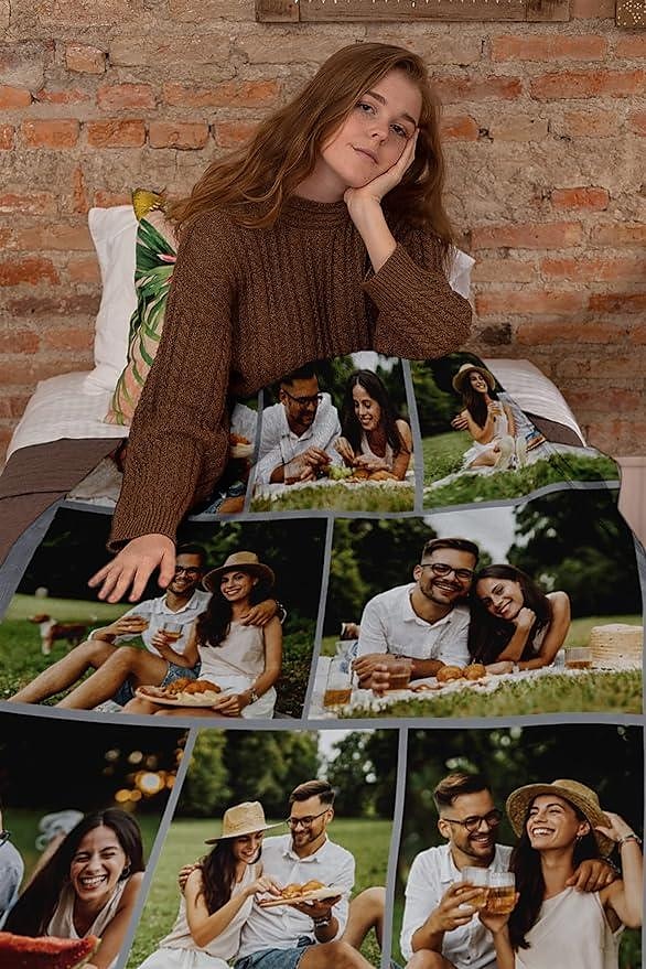 Přizpůsobená deka personalizované dárky 8 fotografií personalizované dárky pro páry přizpůsobená fotodeka dárky Miluji tě dárek k narozeninám pro manželku manžela přítelkyni přítele domácí mazlíčky 2025 - $25.99 –P10