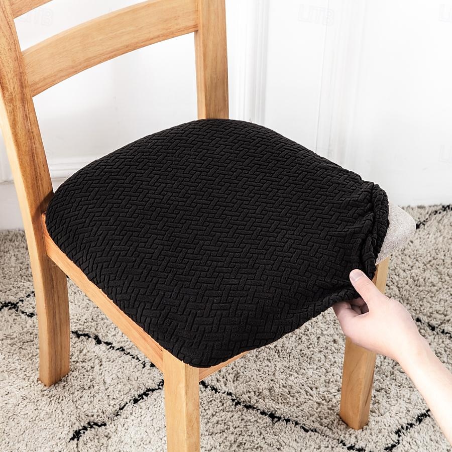 4 db sztreccs jacquard szék huzatok szék párnahuzat, levehető mosható étkezőszék huzatok pormentes étkező székhuzatok üléspárna huzatok 2025 - $25.99 –P17