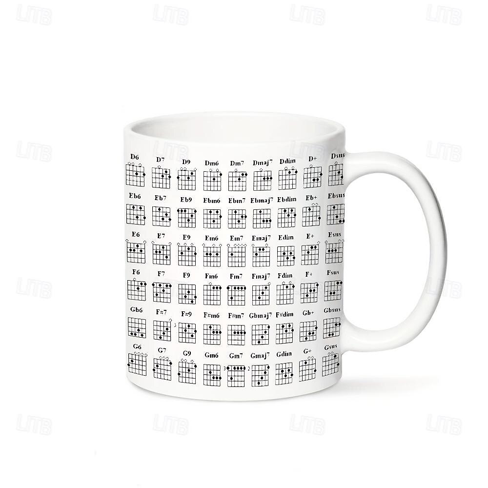 Caneca de acorde de guitarra Copo de 400ml com acorde xícara de café de cerâmica branca com design de guitarrista presente perfeito para entusiastas de guitarra iniciantes, ideal para amantes da de 2025 por $15.49 –P6