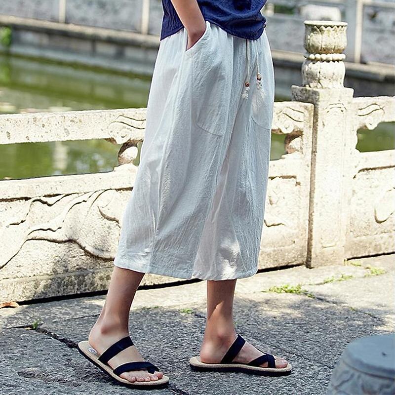 Bărbați Pantaloni de in Pantaloni de vară Pantaloni de plajă Cordon Buzunar Talie elastică Simplu Confort Respirabil Lungime gambă Zilnic Plajă Vacanță Hawaiană Boho Gri Închis 2026 - $22.99 –P13