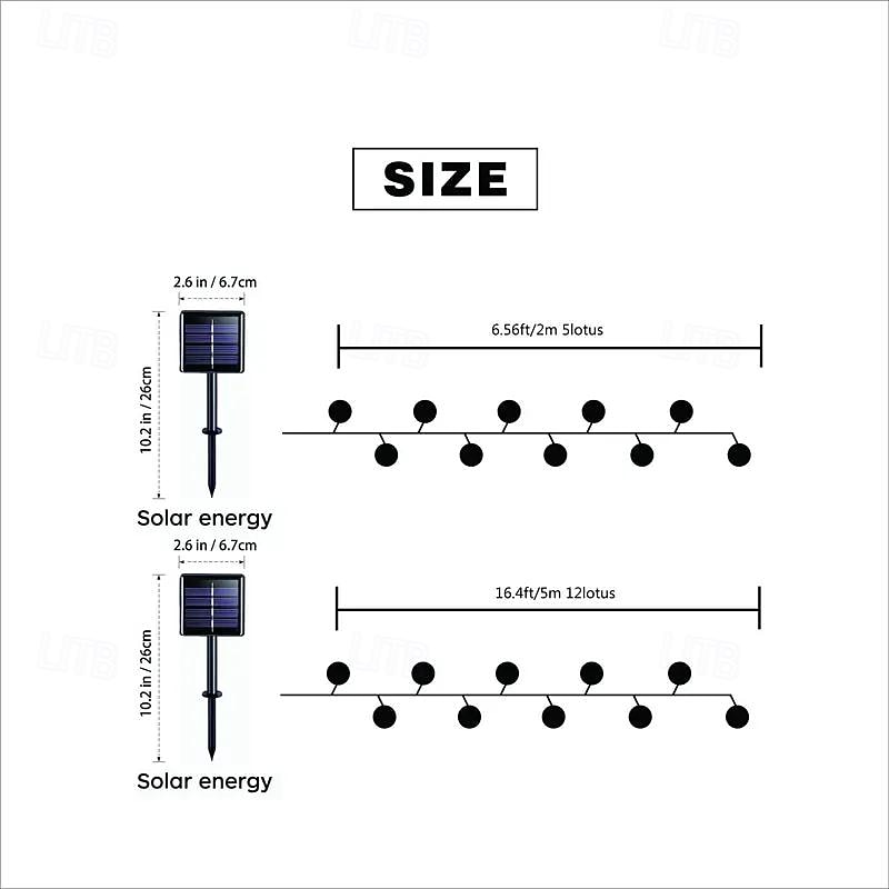 2026年 ソーラー人工ロータスフラワーストリングライト 2m 20LED 5m 50LED 屋外防水 LED ナイトライト プール用 ロータスランプ 庭の池の噴水 クリスマスパーティーの装飾 (5/12 ロータス)  コレクション – $18.99 –P7