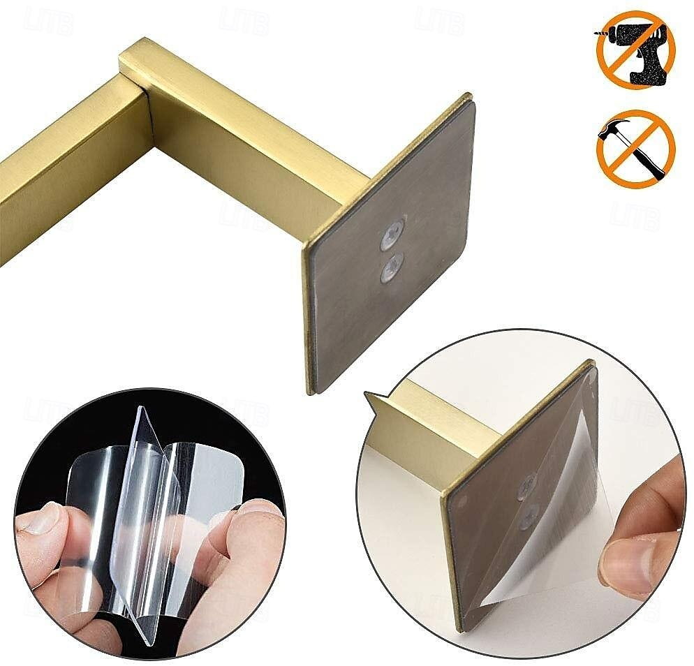 Juego de accesorios de baño autoadhesivos de acero inoxidable: aro para toalla, portarrollos, perchero, kit de accesorios de baño sin taladro con pegamento adhesivo 2025 - $79.99 –P6