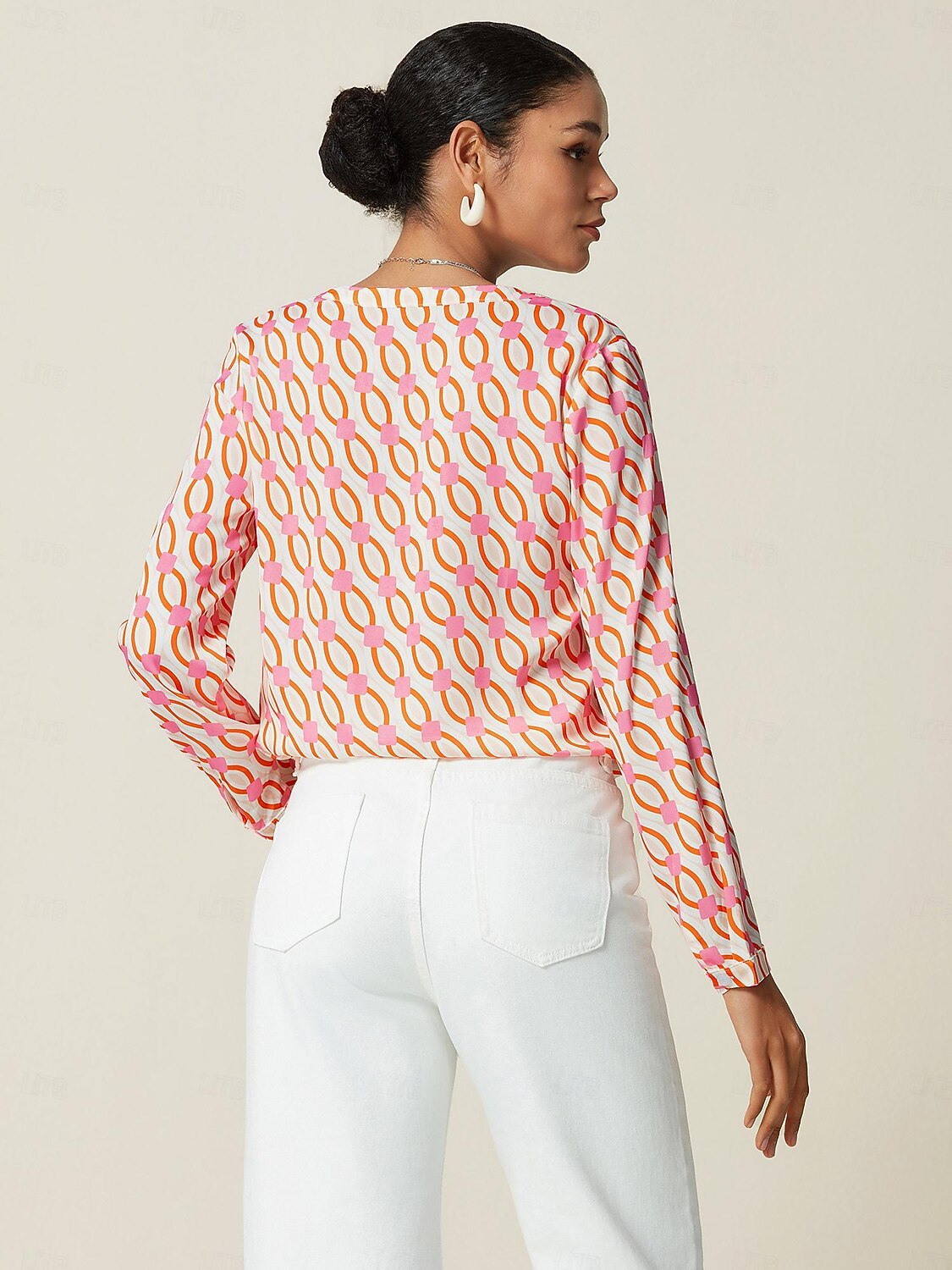 Satin Geometric Button Blouse 2025 - $51.99 –P6