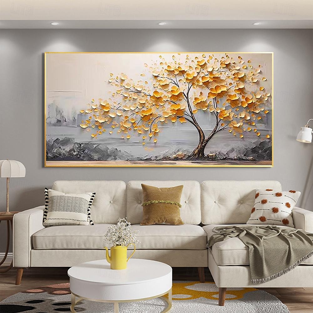 Hand painted  Cherry Tree Oil Painting on Canvas Large handmade Textured gold tree oil painting Wall Art Abstract Blooming Tree Painting for Bedroom hotel Wall Decor Nature Art Decor 2025 - $83.99 –P2
