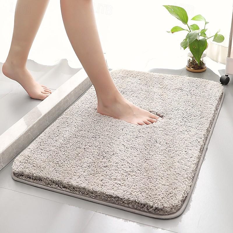 Alfombrilla Baño QJHOMO 40x60cm - Gris Con Dorado, Antideslizante, Microfibra Absorbente