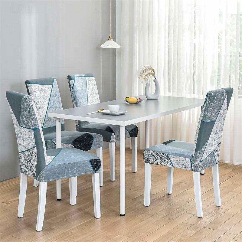 set da 4/6 pezzi per sedia da pranzo in spandex elasticizzato, fodera protettiva per sedia elasticizzata con motivo geometrico fodera per sedile con fascia elastica per sala da pranzo, matrimonio, del 2025 a $22.99 –P7