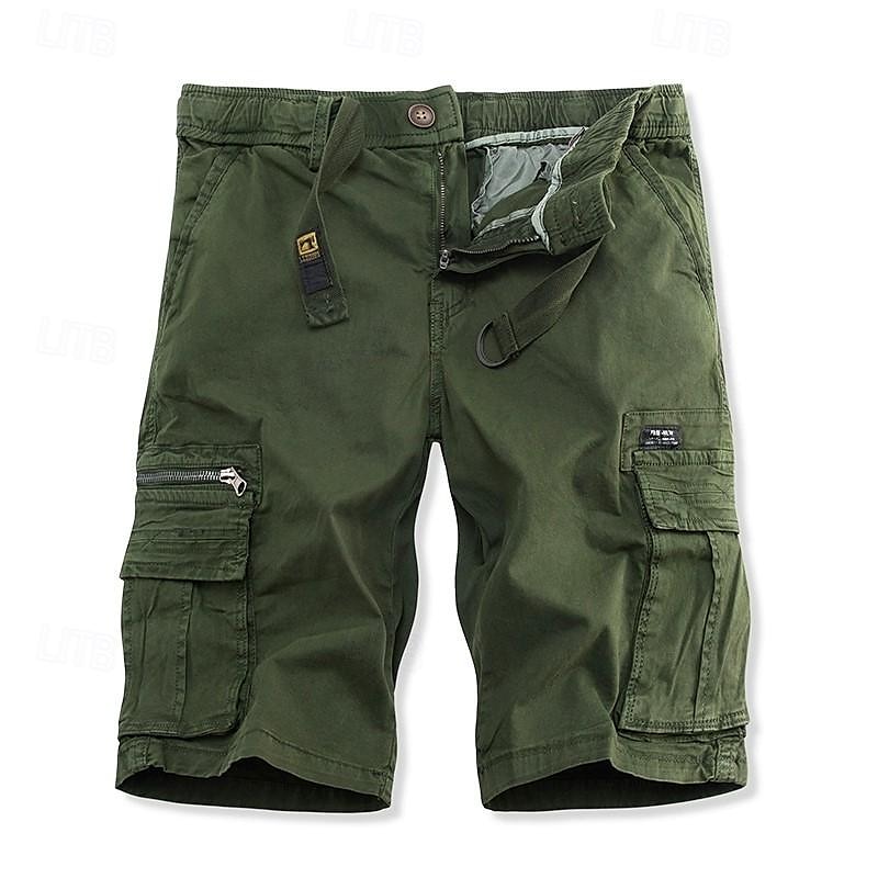 Men's Cargo Shorts Shorts Work Shorts Buttons Multi Pocket Plain Wearable Short Outdoor Daily Going out Fashion Classic Black Army Green 2025 - $35.99 –P5