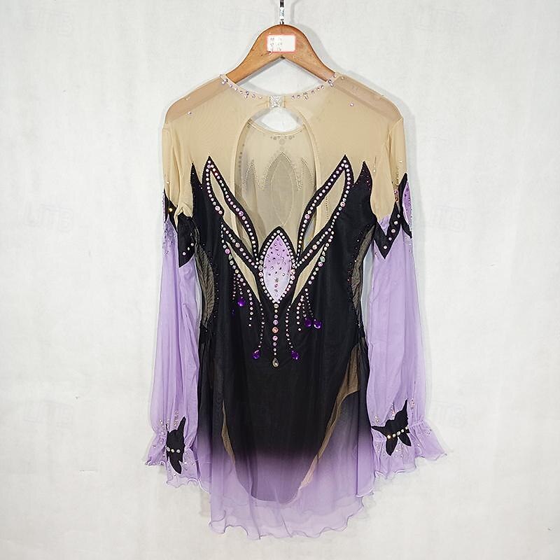 Latijnse dans Ballroomdansen Gymnastiek Kleding Glitter Acryl edelstenen Gesplitst Dames Voor meisjes Prestatie Feest Lange mouw Natuurlijk Elastisch Netstof Elastaan 2025 - $179.99 –P2