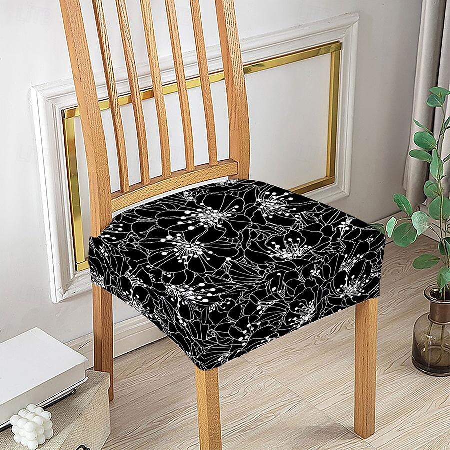 Capas elásticas para assento de cadeira de jantar 1 peça, capas de assento laváveis macias e removíveis com estampa floral para cadeiras de jantar, protetor de capa de assento para sala de jantar de 2025 por $6.99 –P12
