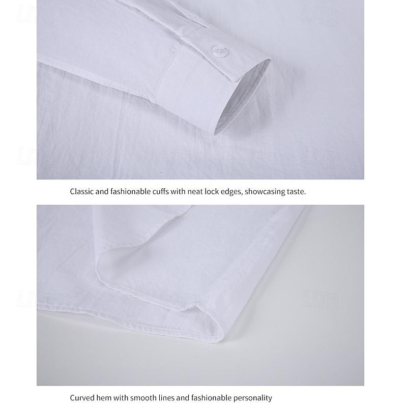 Men's Shirt Linen Shirt Chinese Collar Shirt Mandarin Collar Shirt Summer Shirt Beach Shirt Plain Vacation Street Black White Yellow Pink Long Sleeve Band Collar Summer Clothing Apparel Front Pocket 2025 - $32.99 –P6