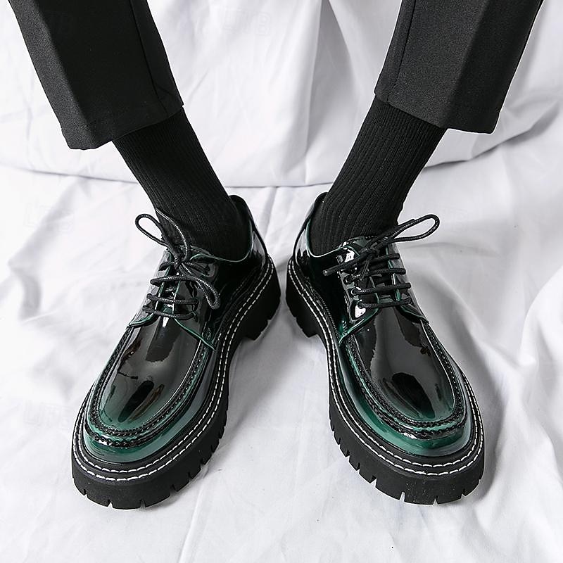 Męskie Oksfordki formalne Buty Trampki na platformie Mokasyny na platformie Zabytkowe Klasyczny Codzienny Ślub Codzienny PU Wzrost Zwiększenie Wygodny Niepoślizgowy / a Sznurowane Czarny Zielony 2025 - $59.99 –P2
