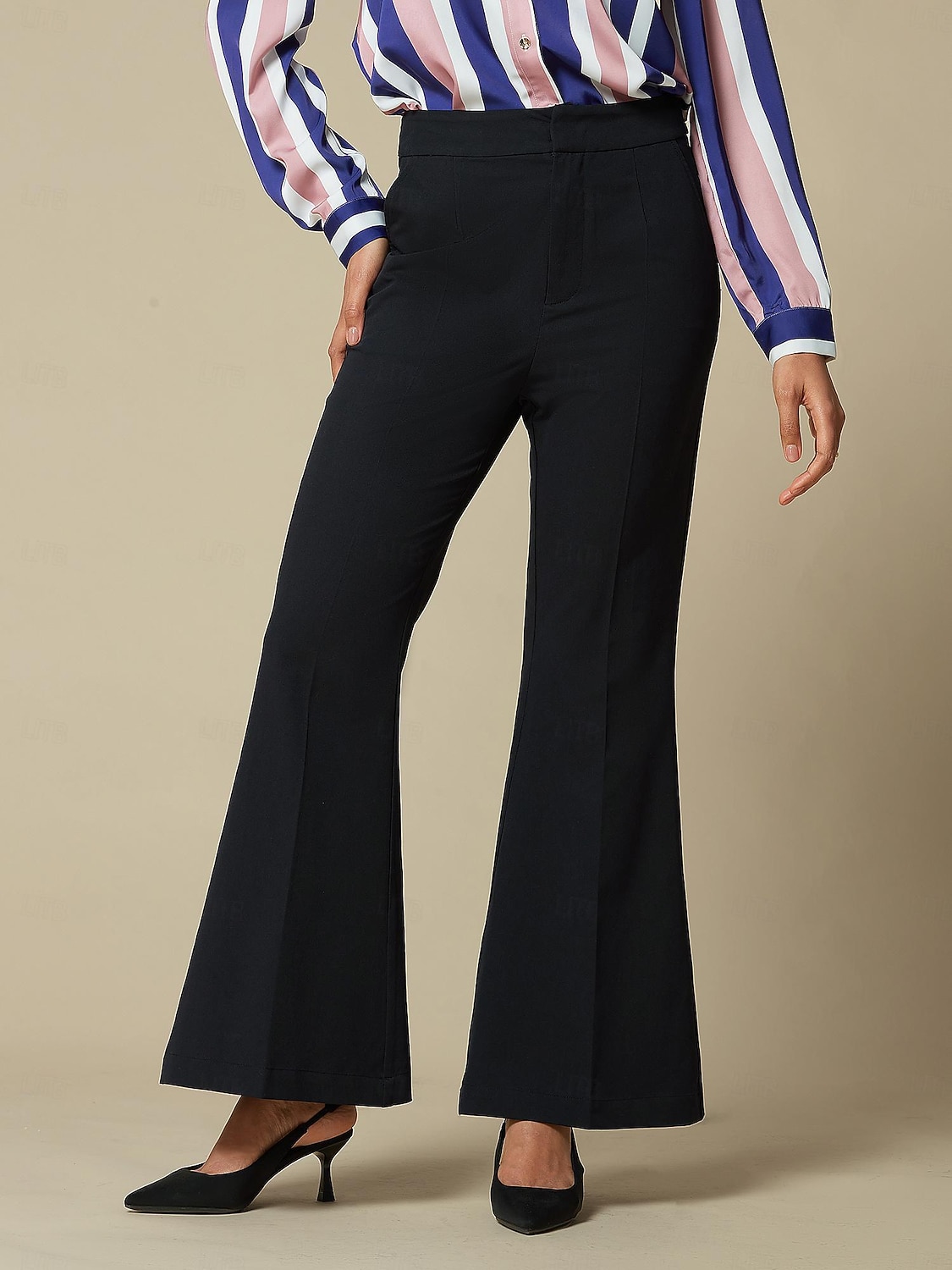Boot-cut broek met hoge taille en elasticiteit 2025 - $64.99 –P5