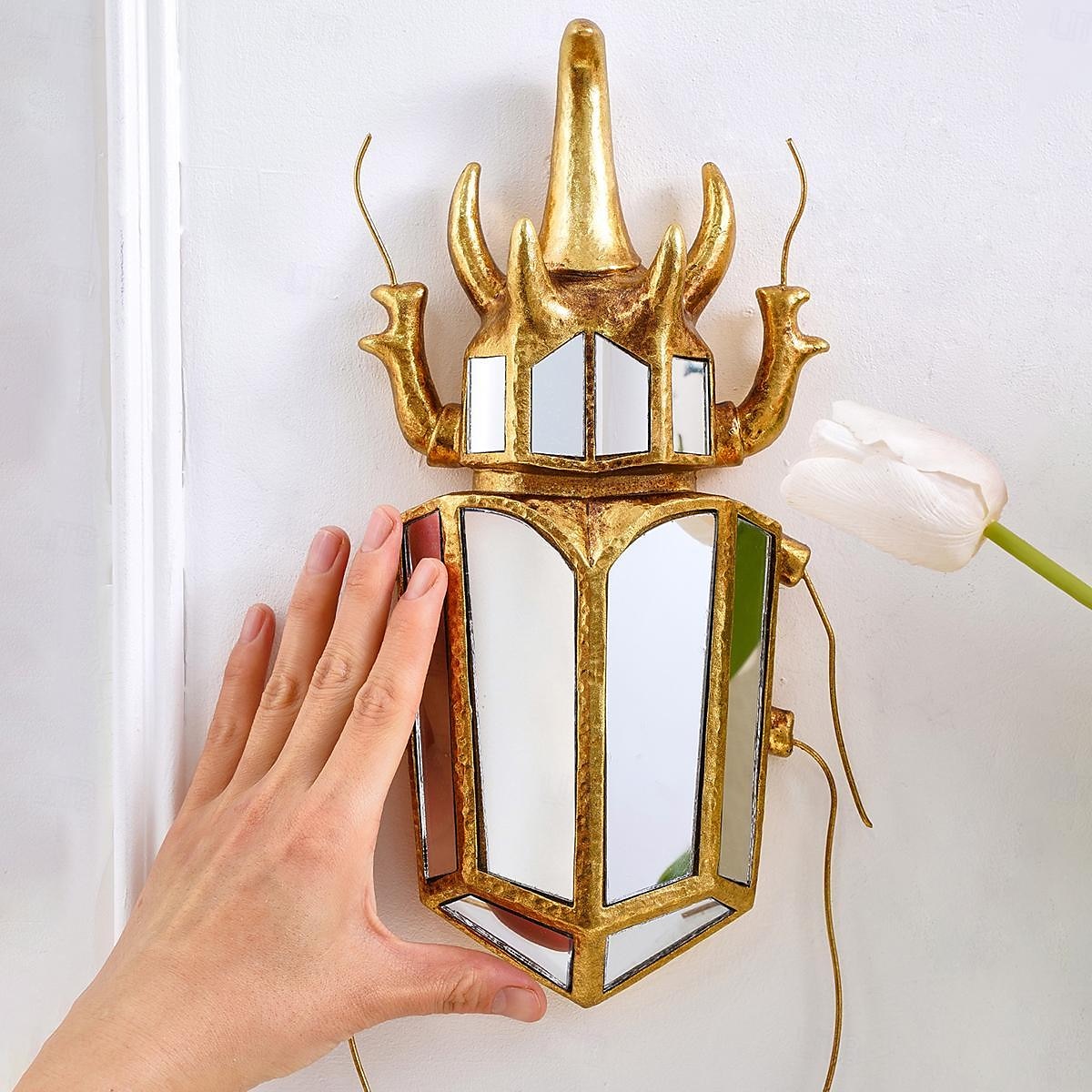 Einhornkäfer Spiegel Design Wanddekoration Gold Wanddekoration Käfer Glas verspiegelt handgefertigt 3 2025 - $41.99 –P5