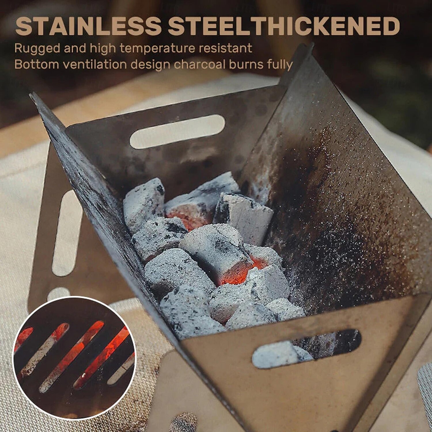 Barbecue pliant au charbon de bois, trous de ventilation faciles à installer en acier inoxydable, gril pliable pour les fêtes de 2025 ? GBP £10 –P5