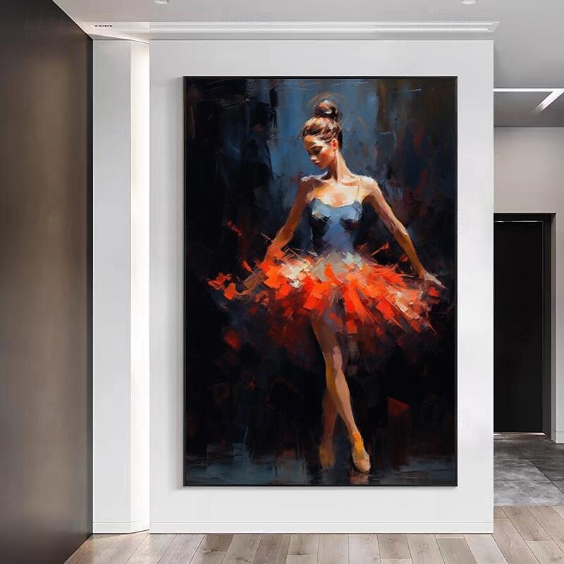 original ballettdanser håndmalt oljemaleri på lerret stor veggkunst abstrakt kniv teksturert gril oljemaleri stue veggdekor gave uten ramme 2026 - $107.99 –P9