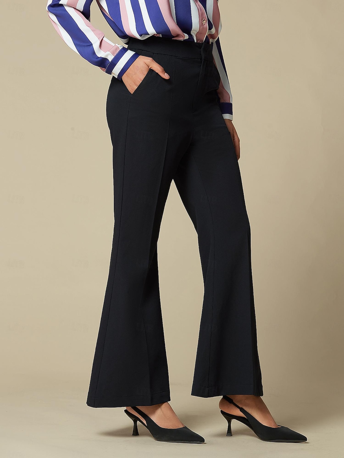 Boot-cut broek met hoge taille en elasticiteit 2025 - $64.99 –P6