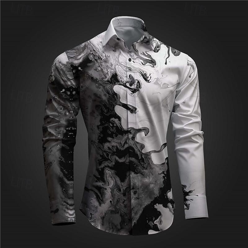 Per uomo 3D Print Camicia con bottoni Camicie stampate Manica lunga Sottoculturale Da mare Feste Strada Primavera estate Collo ripiegabile Stampa Bottone giù Rosso Blu Viola Verde Grigio del 2025 a $26.99 –P6