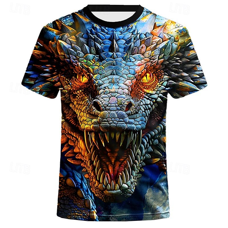 Men's Animal Dragon T shirt Short Sleeve T shirt 3D Print Crew Neck Shirt Designer Casual Subculture Sports Outdoor Daily Holiday Yellow Blue Orange Spring & Summer Clothing Apparel S M L XL 2XL 3XL 2025 - $17.99 –P10