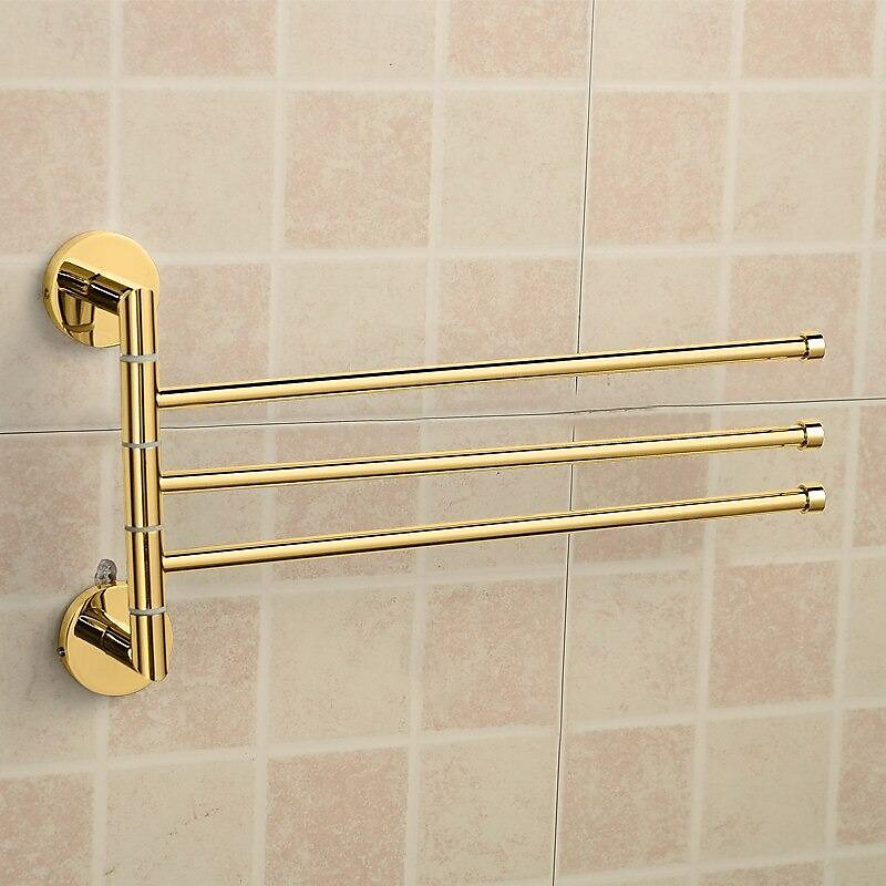 Wall Mounted Gold Towel Rail Towel Bar Modern Polished Brass Bathroom Towel Rack with 3 Rod Household Golden 1PC 2025 - $79.99 –P4