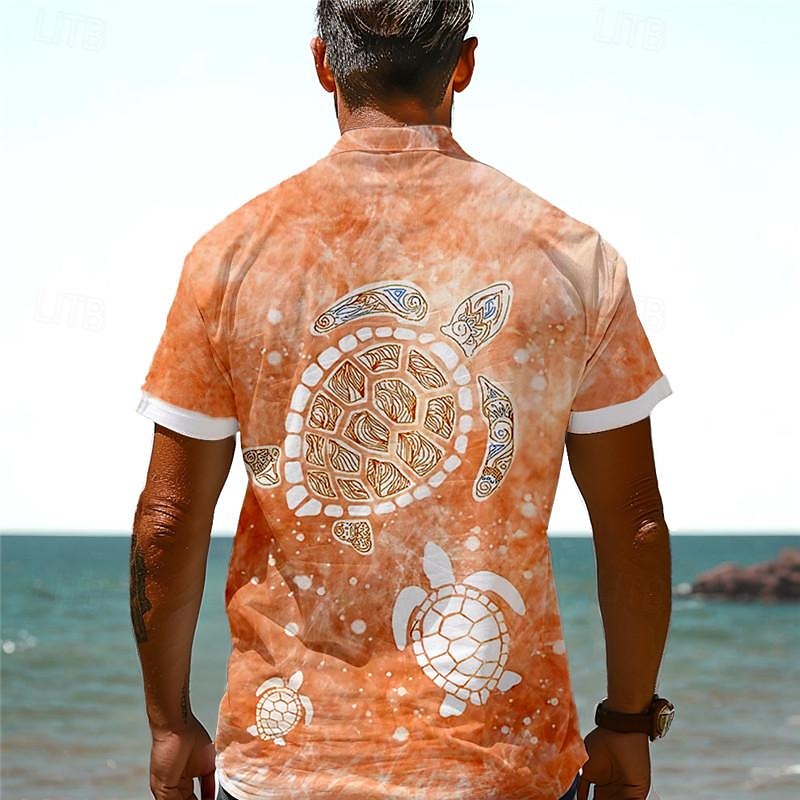 Men's Tropical Turtles Shirt Summer Hawaiian Shirt Aloha Shirt Short Sleeve Shirt Turndown Vacation Hawaiian Outdoor Vacation Hawaiian Blue Orange Green S M L 2025 - $24.99 –P10
