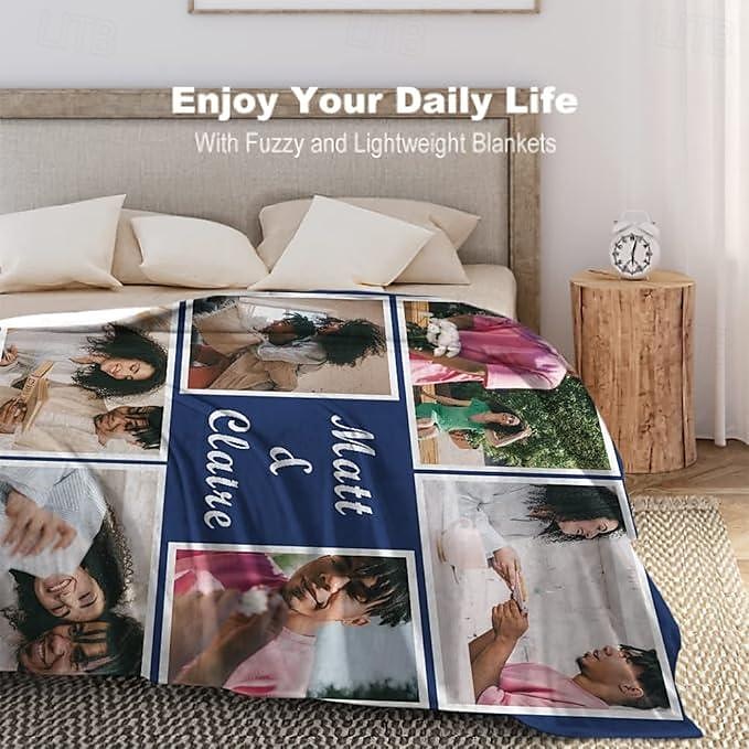 Přizpůsobená deka personalizované dárky 6 fotek personalizované dárky pro páry přizpůsobená deka I Love You dárky narozeninové dárky pro manželku manžela přítelkyni přítele domácí zvířata 2025 - $30.99 –P8