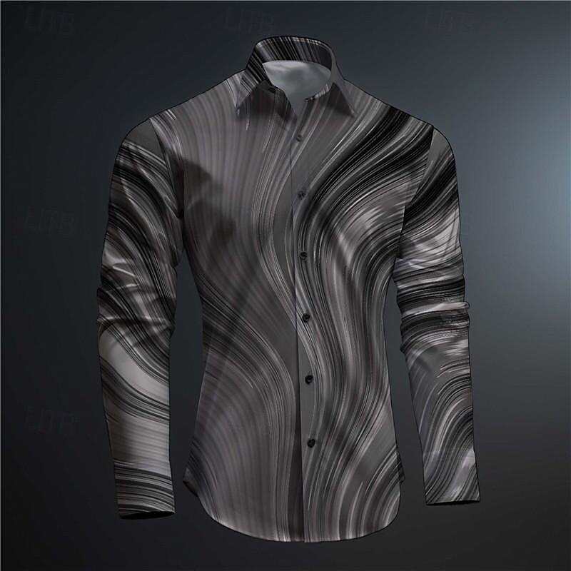 Per uomo 3D Print Geometrica Camicia con bottoni Camicie stampate Manica lunga Sottoculturale Da mare Feste Strada Primavera estate Collo ripiegabile Stampa Bottone giù Giallo Rosso Viola Arancione del 2025 a $26.99 –P6