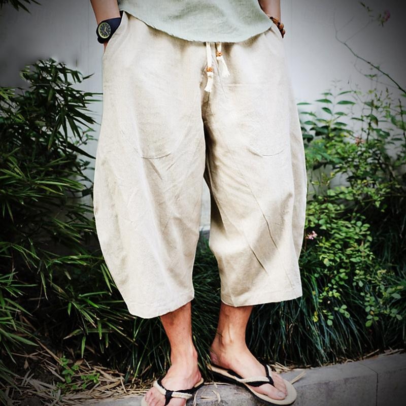Bărbați Pantaloni de in Pantaloni de vară Pantaloni de plajă Cordon Buzunar Talie elastică Simplu Confort Respirabil Lungime gambă Zilnic Plajă Vacanță Hawaiană Boho Gri Închis 2026 - $22.99 –P5